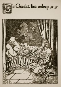 Sir Geraint yace dormido, ilustración de 
